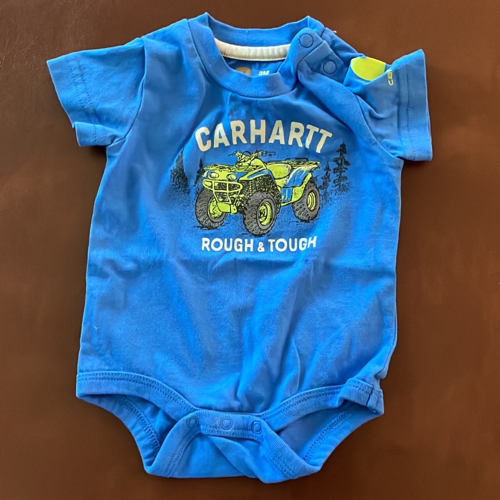 Carhartt onesie. Color blue, Size 3 months.